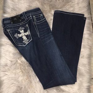 MISS ME CROSS RHINESTONE BOOTCUT JEANS